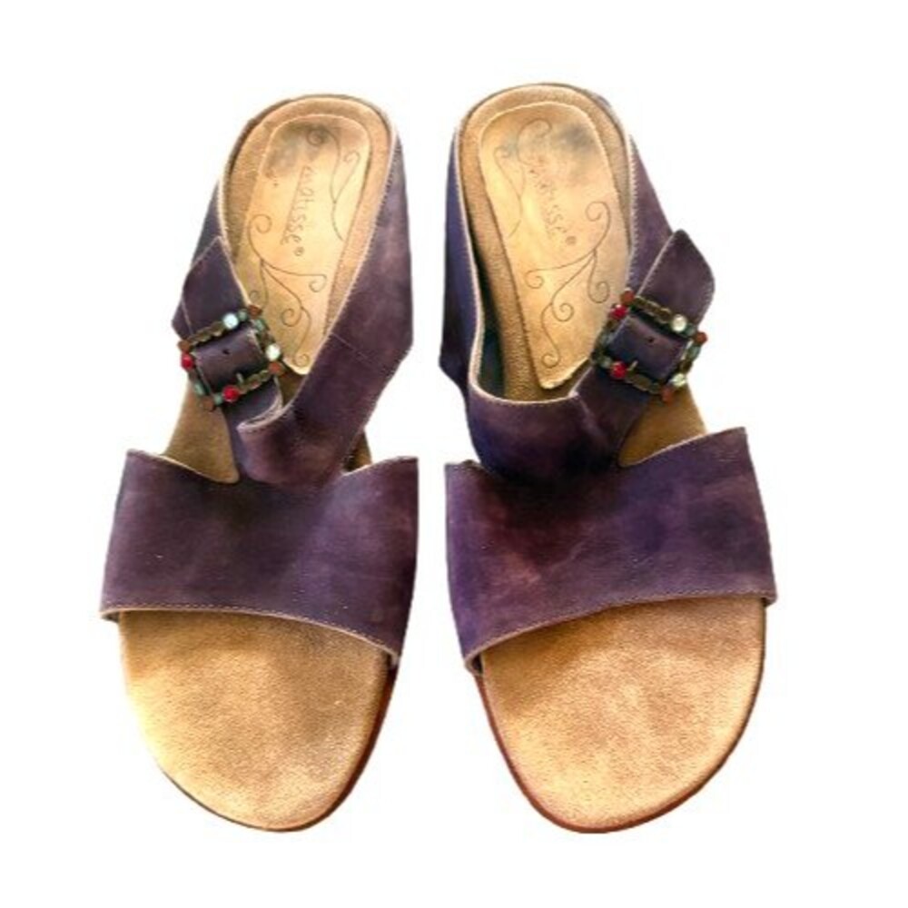 Matisse Purple Suede Bead Buckle Slip on Sandals Size 9M